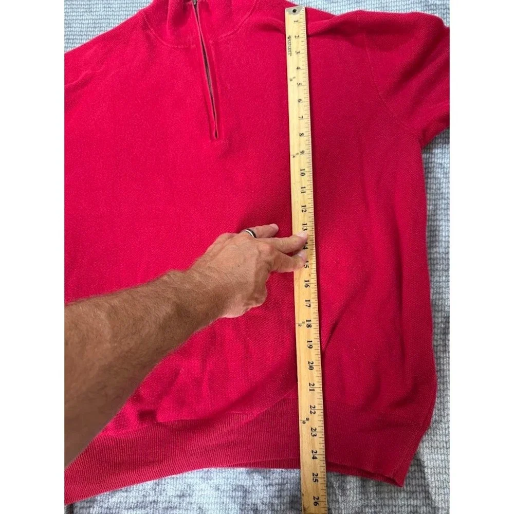 Polo Ralph Lauren Red Pima Cotton Quarter Zip Pullover Sweater Mens XL Pony Logo